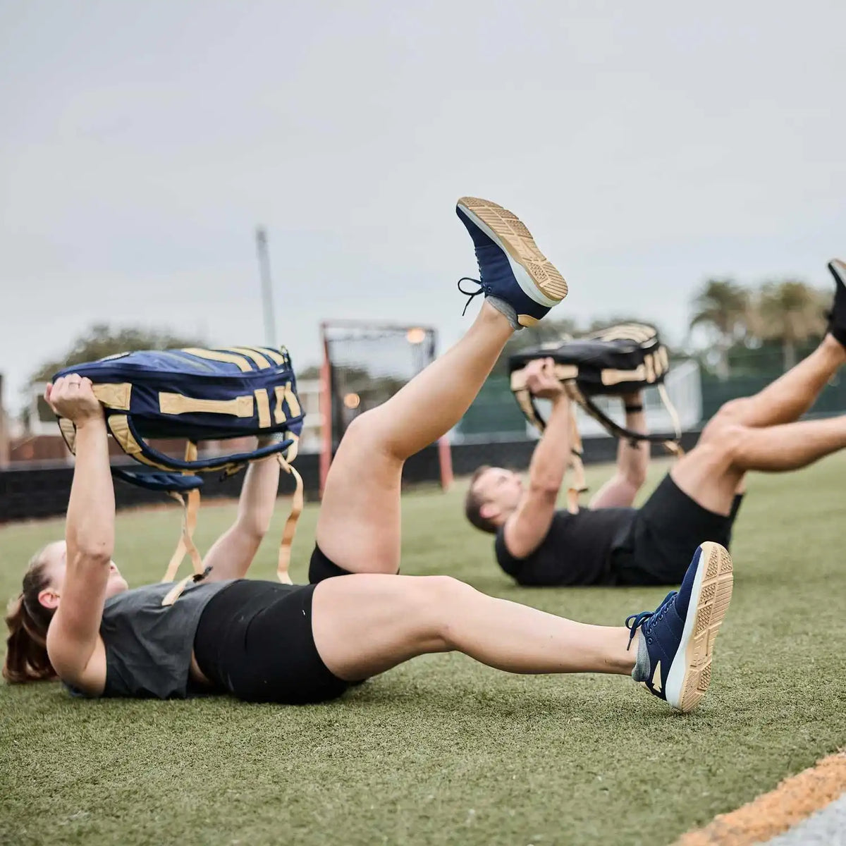 Women's Ballistic Trainers - Navy + White + Gold