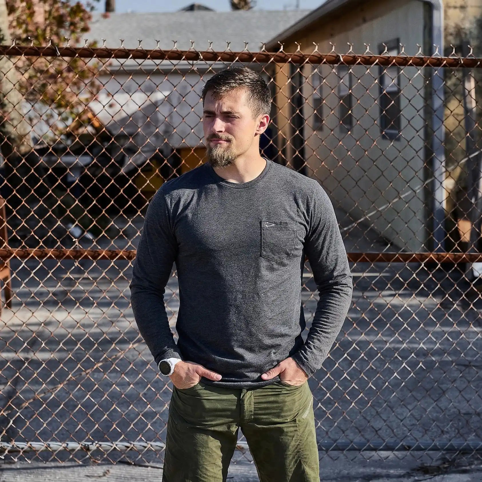 Men's Long Sleeve Pocket Tee - Tri-BlendX
