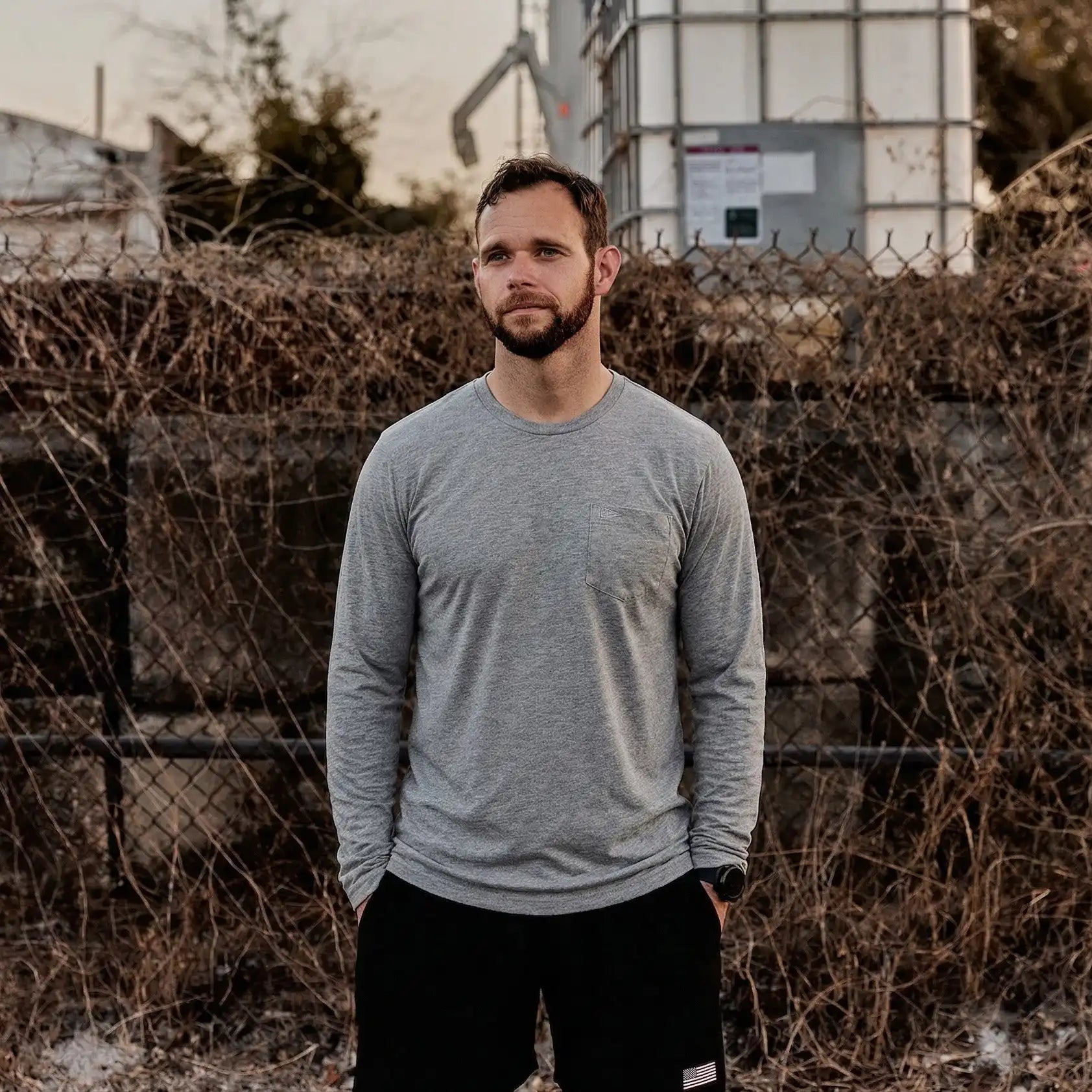 Men's Long Sleeve Pocket Tee - Tri-BlendX